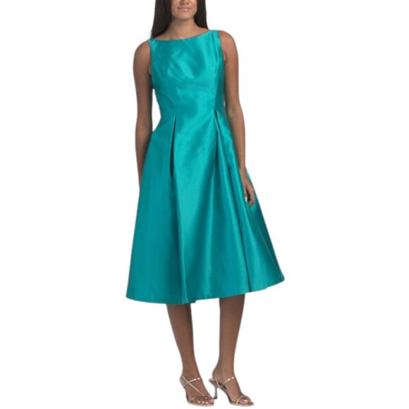 ADRIANNA PAPELL Boat Neck Sleeveless Tea Length Dress - Picture 1 of 2